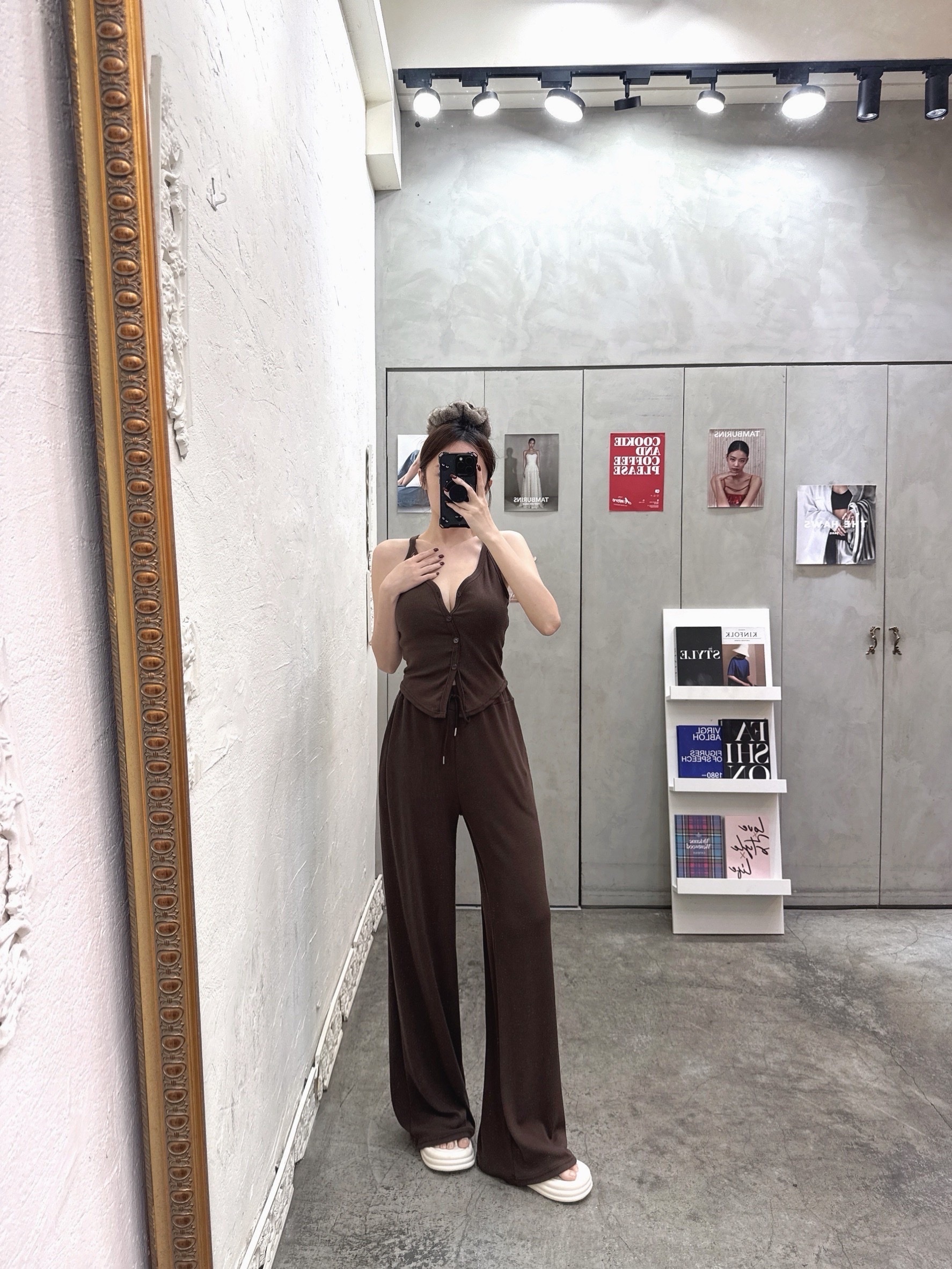 [新品九折優惠] 🇹🇼簡約排釦背心＋寬褲 set｜舒適顯瘦一次到位