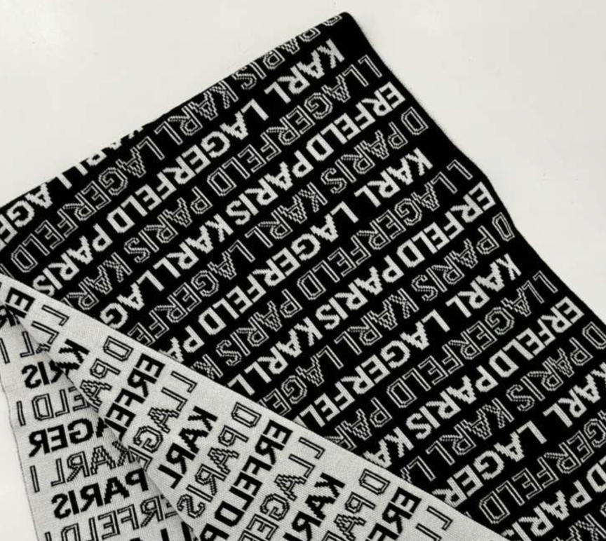 YL007 Karl Lagerfeld 滿版LOGO頸巾 黑色