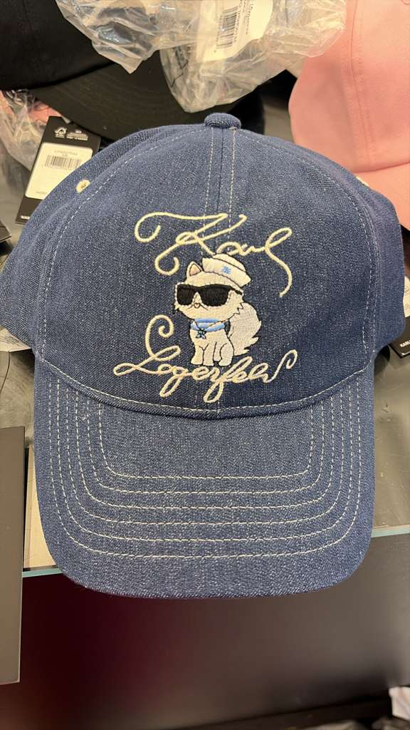 YL008 Karl Lagerfeld 貓貓LOGO CAP帽 牛仔藍色