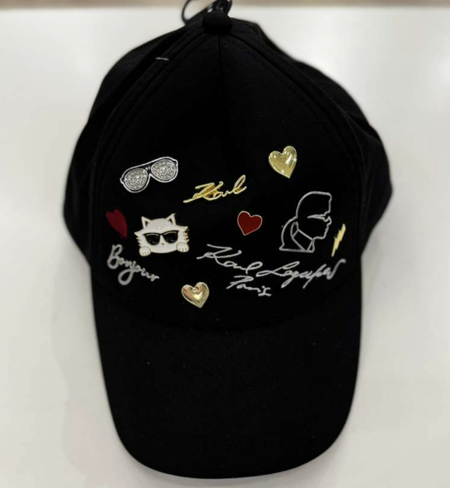 YL011 Karl Lagerfeld 滿版LOGO CAP帽 黑色