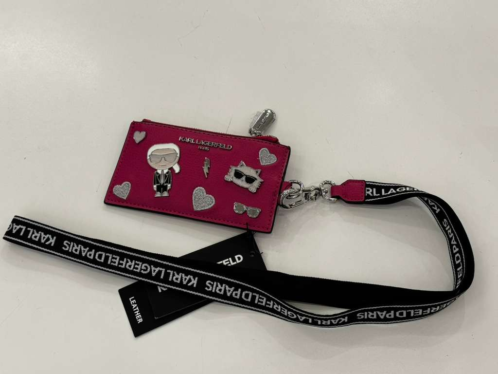 YL012 Karl Lagerfeld LOGO 拉鏈卡包 紅色