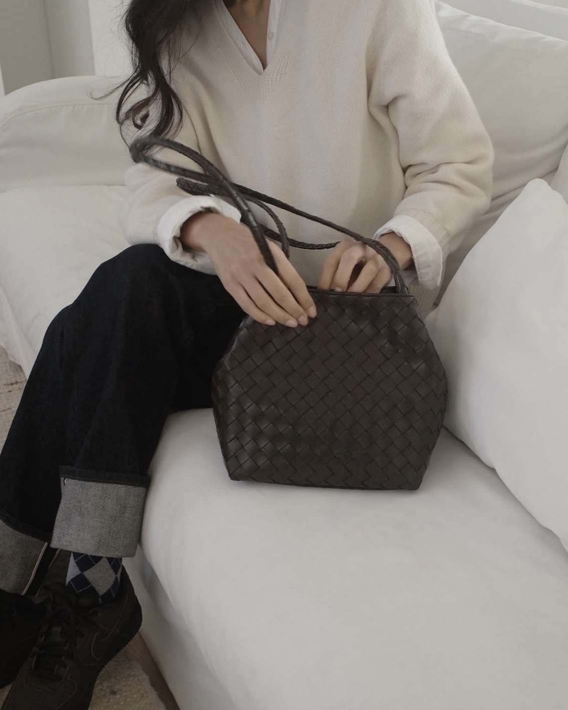 <超仙> 韓國 限定 小眾 品牌 monorow  JURI 皮革 編織 軟塌 水桶包 三色