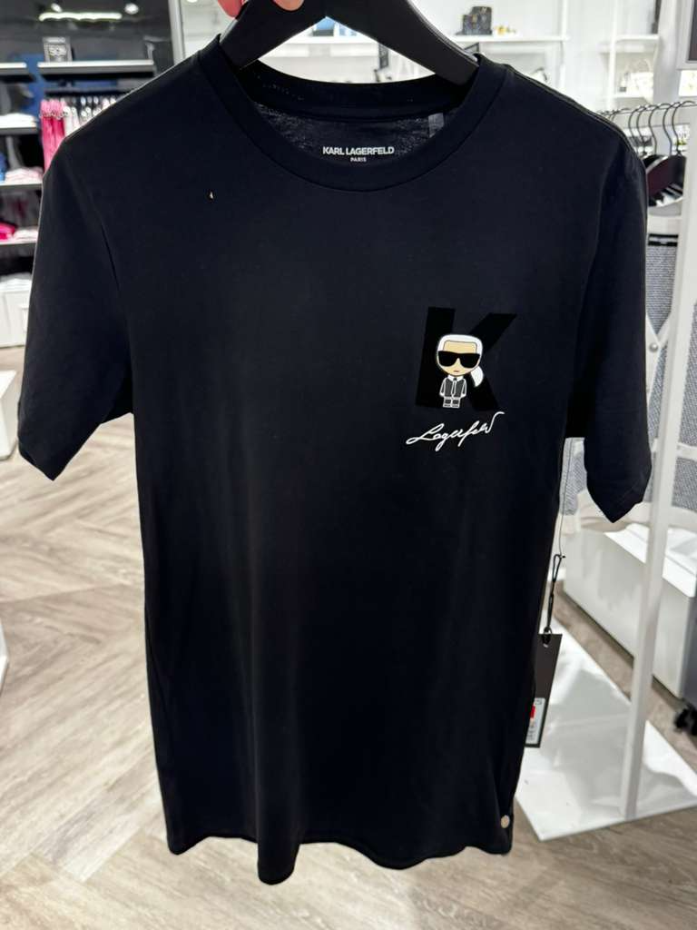 YL021 Karl Lagerfeld 老佛爺細LOGO 男裝TEE 黑色