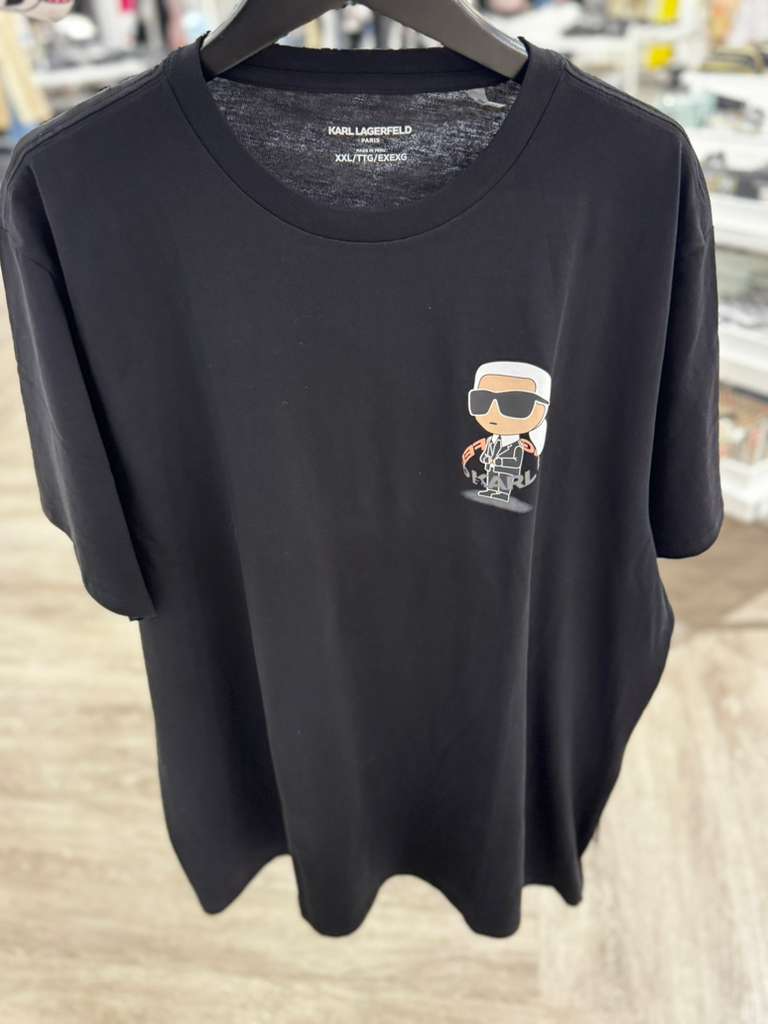 YL026 Karl Lagerfeld 老佛爺細LOGO薄身男裝TEE 黑色