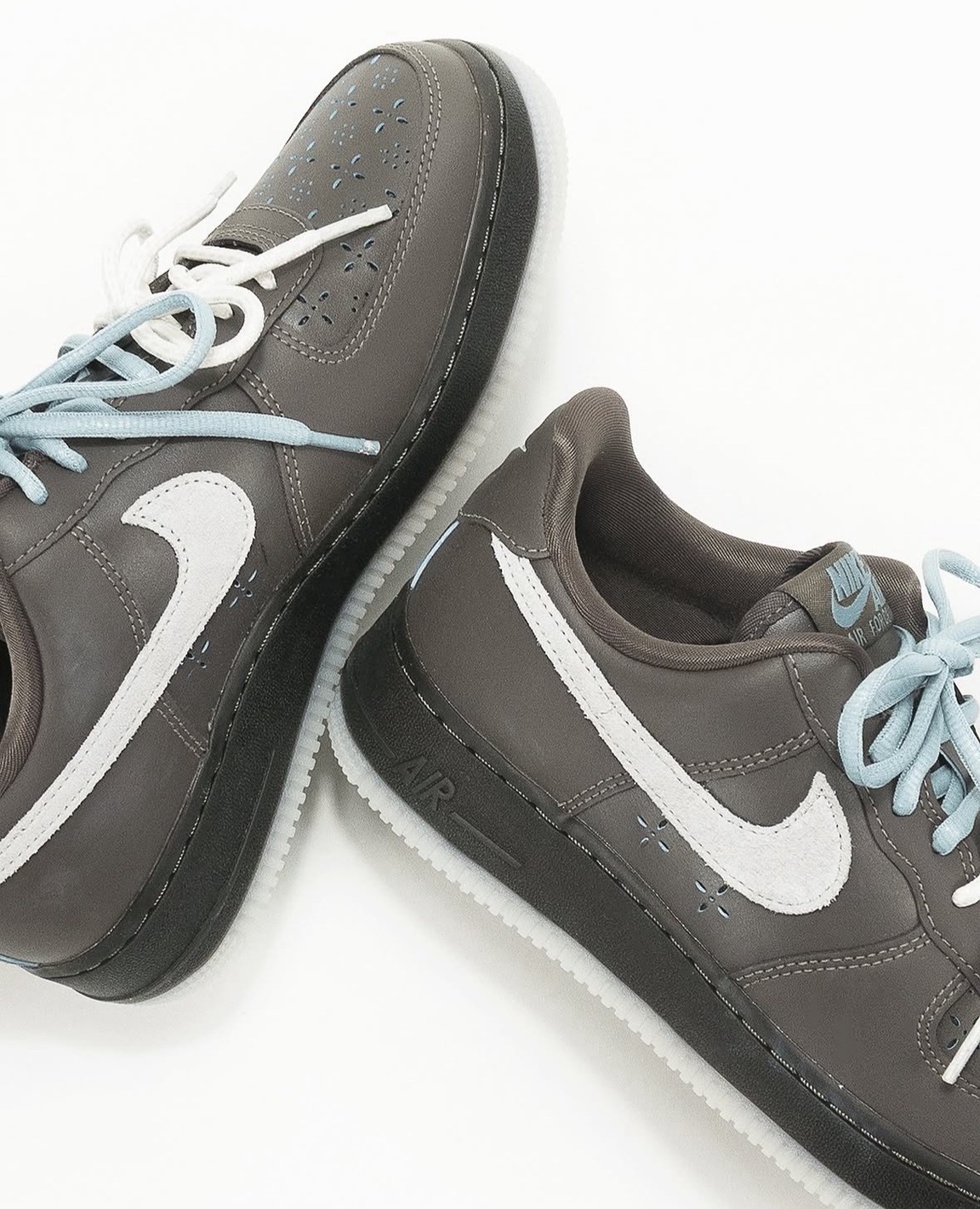 Nike AIR FORCE 1 咖啡水藍 老花紋 女鞋