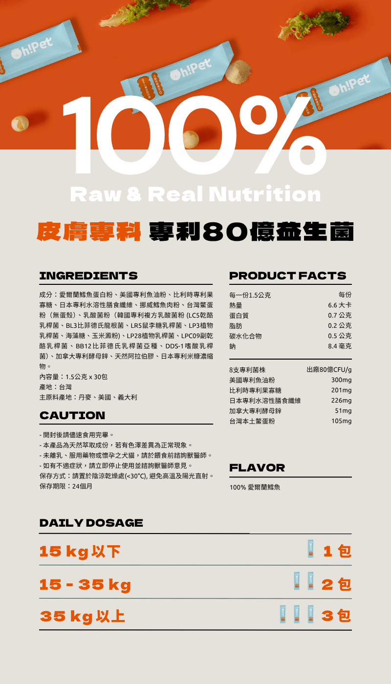 SKIN5皮膚益生菌成分規格表