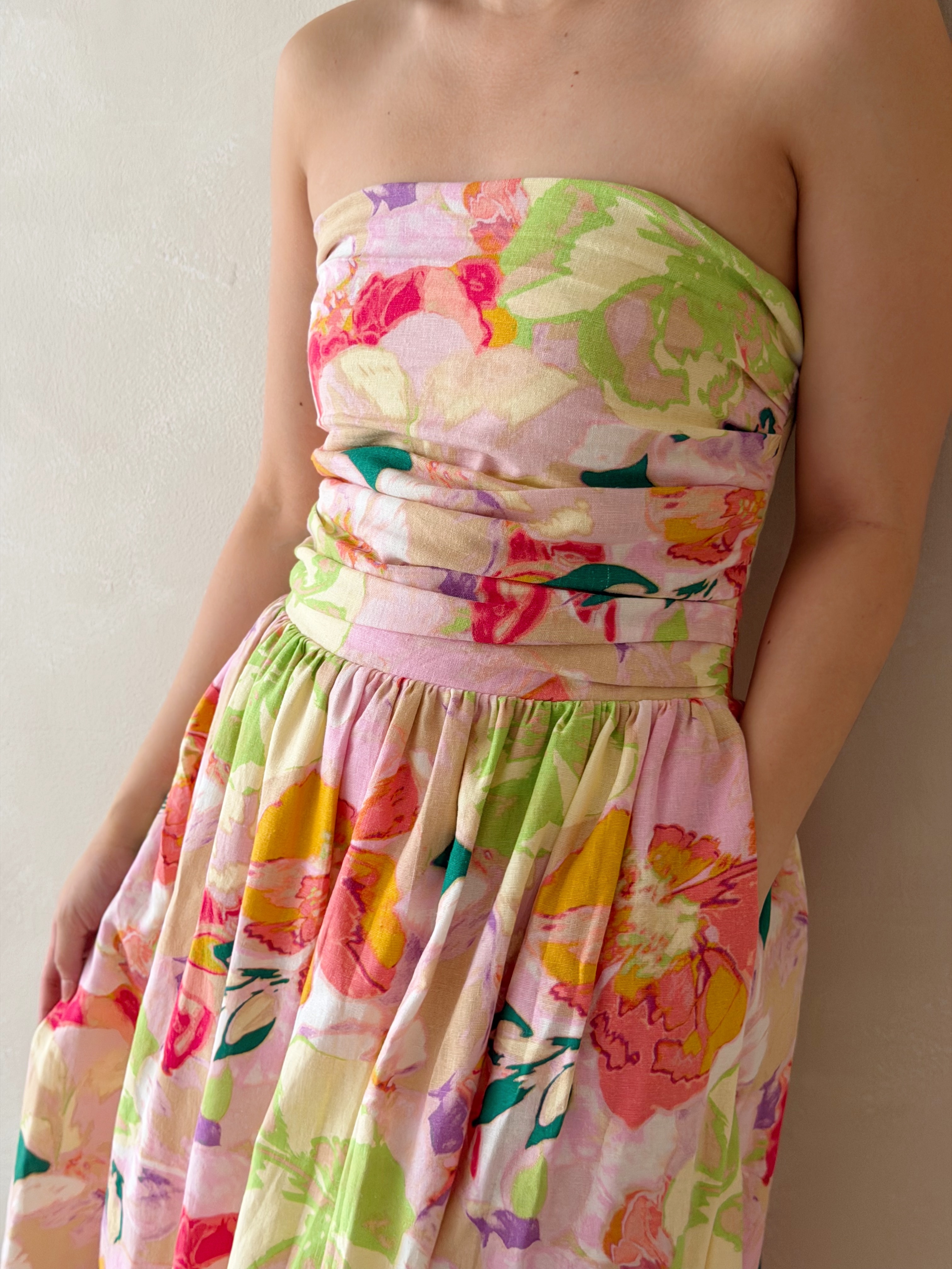 Yuna Floral Linen Dress