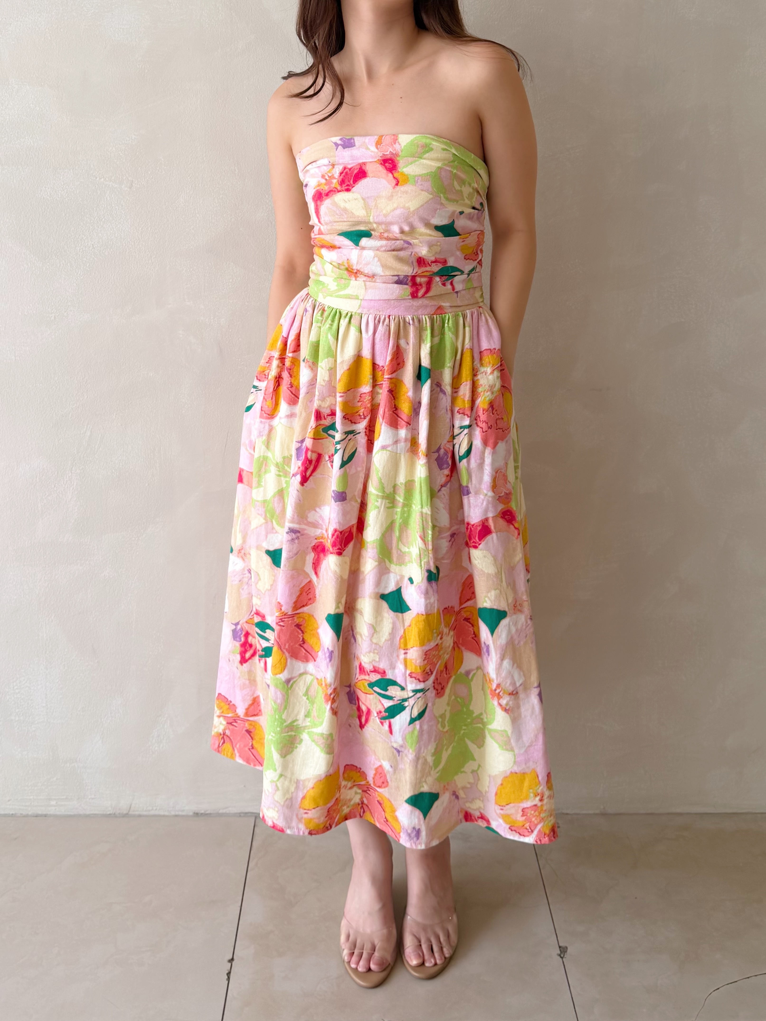 Yuna Floral Linen Dress
