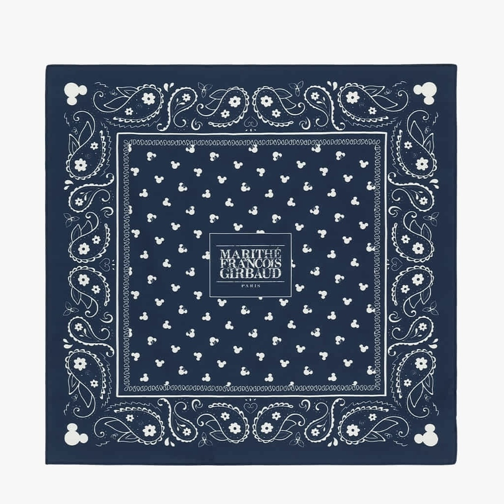 MARITHÉ+FRANÇOIS GIRBAUD x DISNEY 米奇絲巾 藍色 大頭滿版 迪士尼