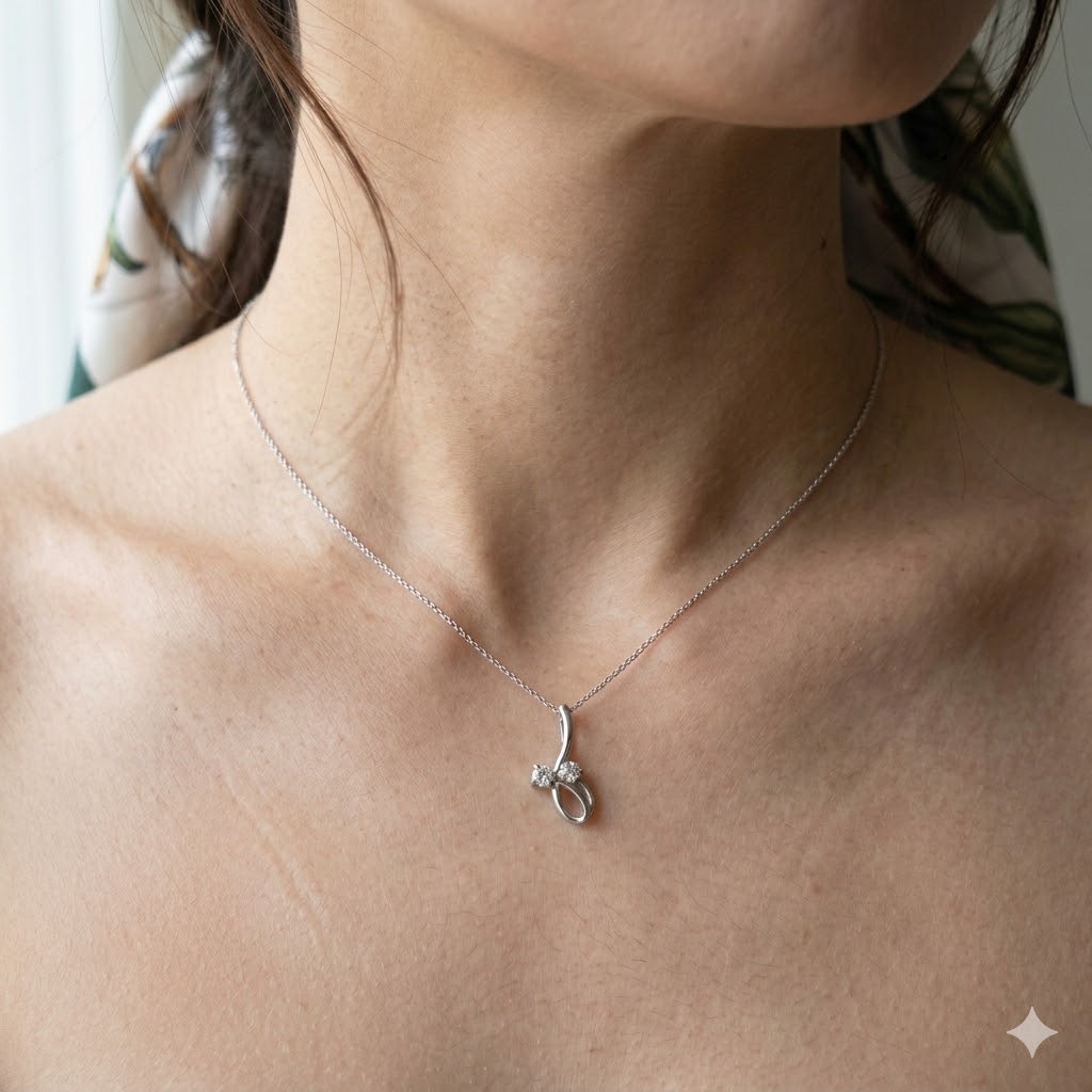 全新18K白金13份天然鑽石吊墜