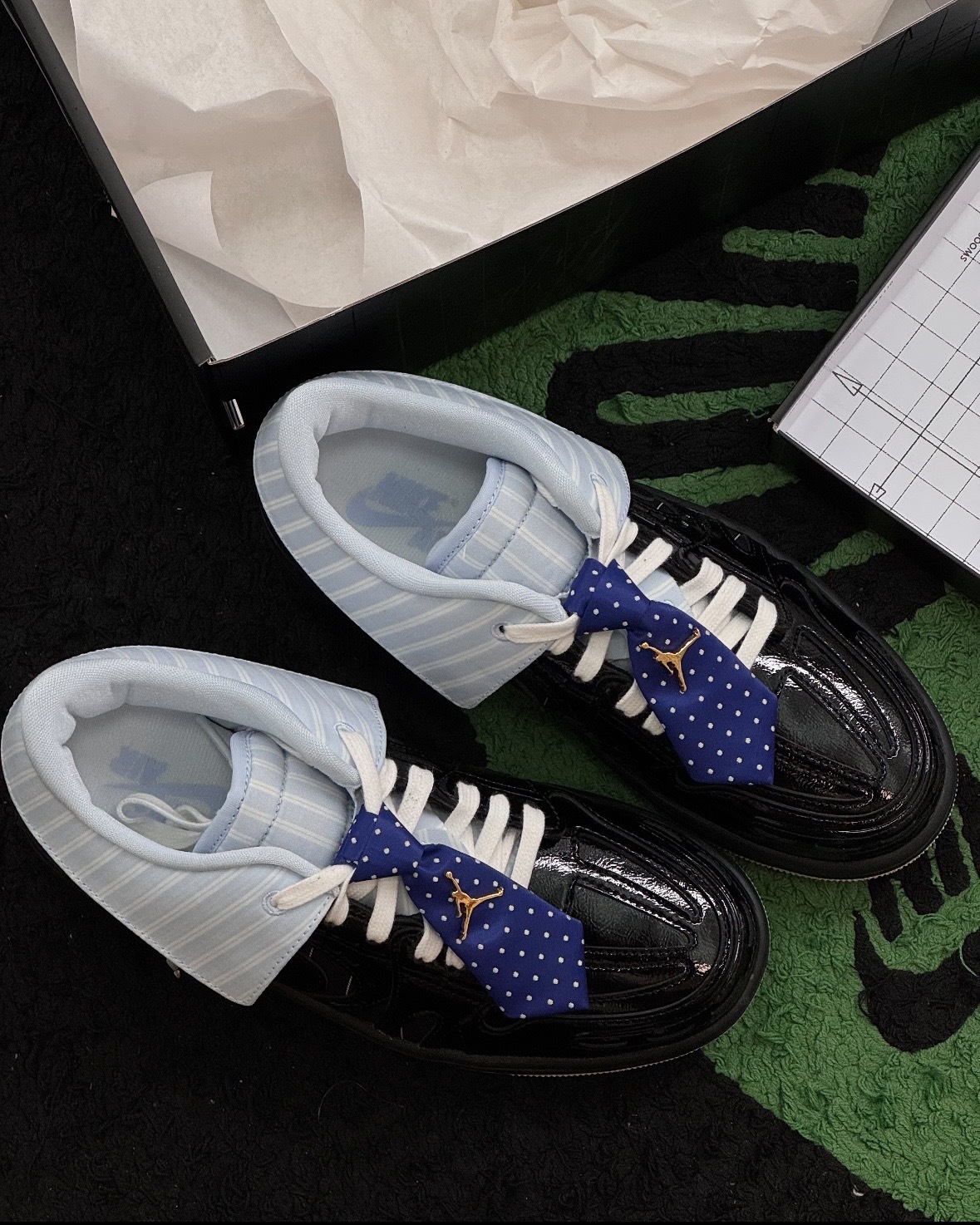 <爆折千元>Nike Air Jordan 1 MMV3 領帶 漆皮 可拆式 黑色