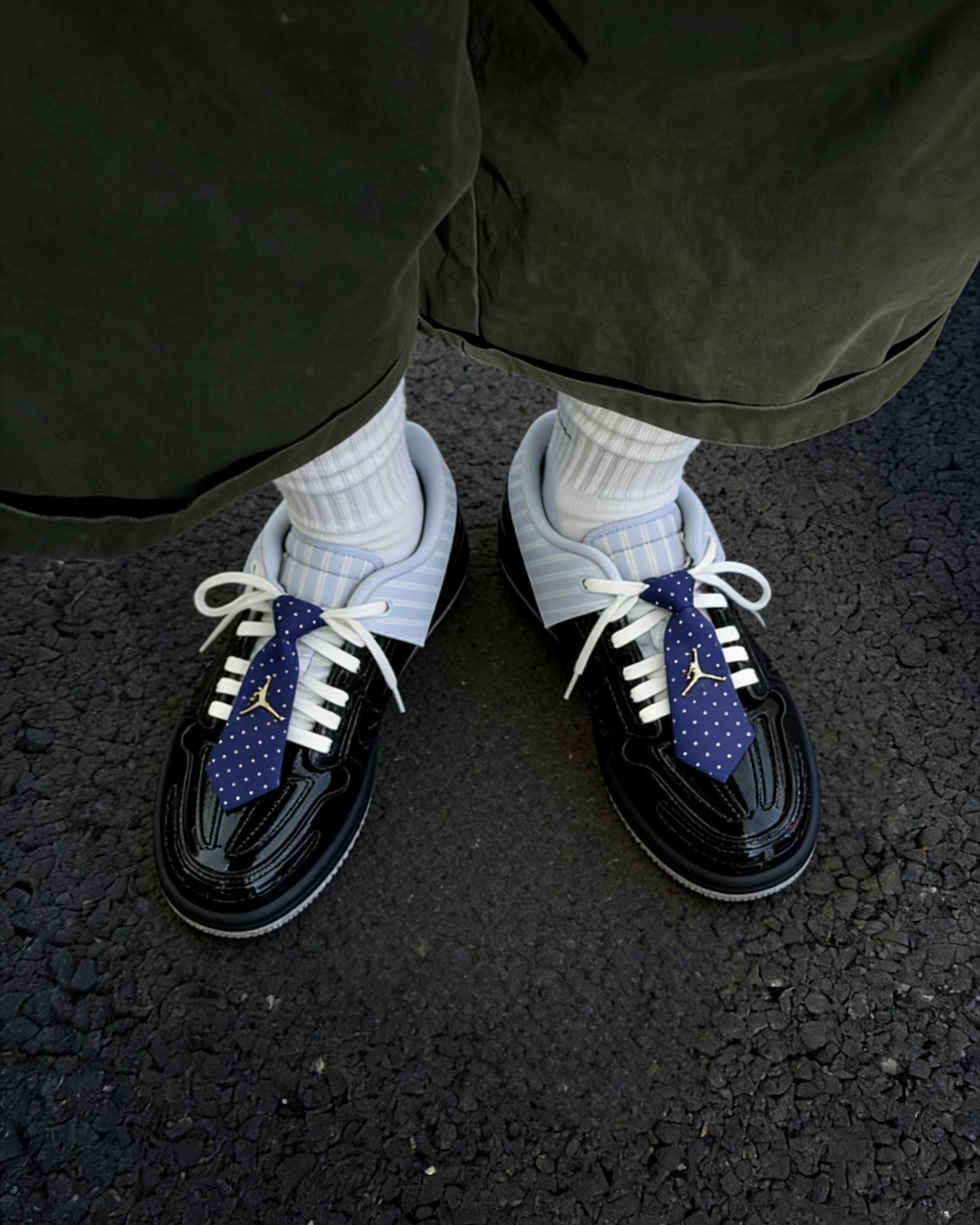 <爆折千元>Nike Air Jordan 1 MMV3 領帶 漆皮 可拆式 黑色