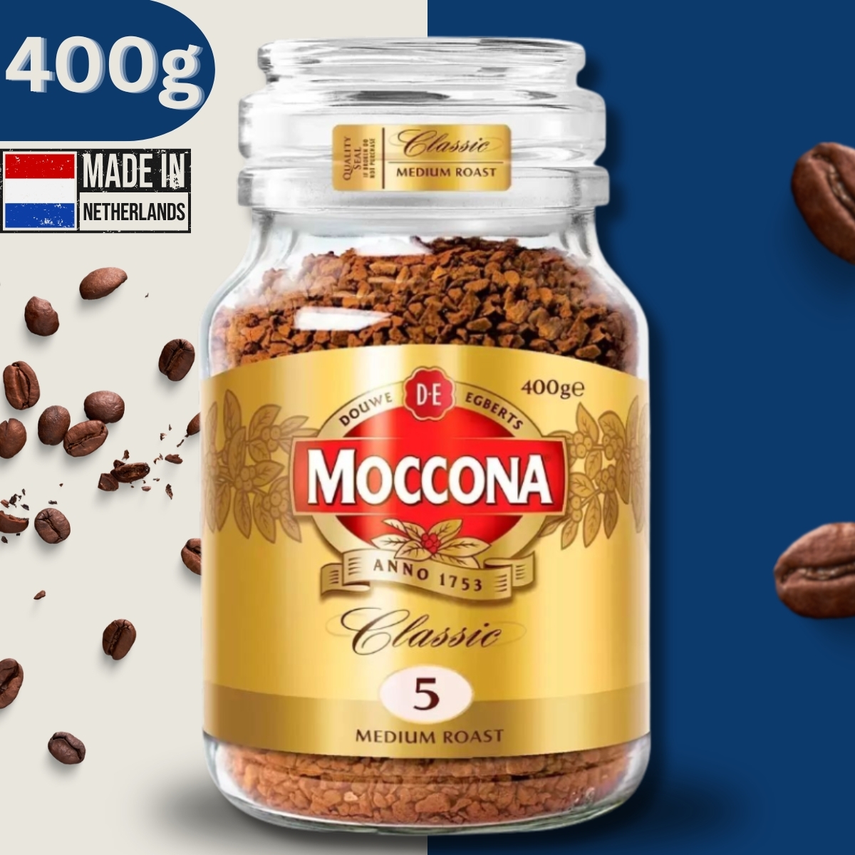 Moccona - 经典5号中度烘焙冻干速溶咖啡, 400g