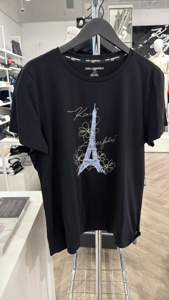 YL076 Karl Lagerfeld 巴黎鐵塔TEE 黑色
