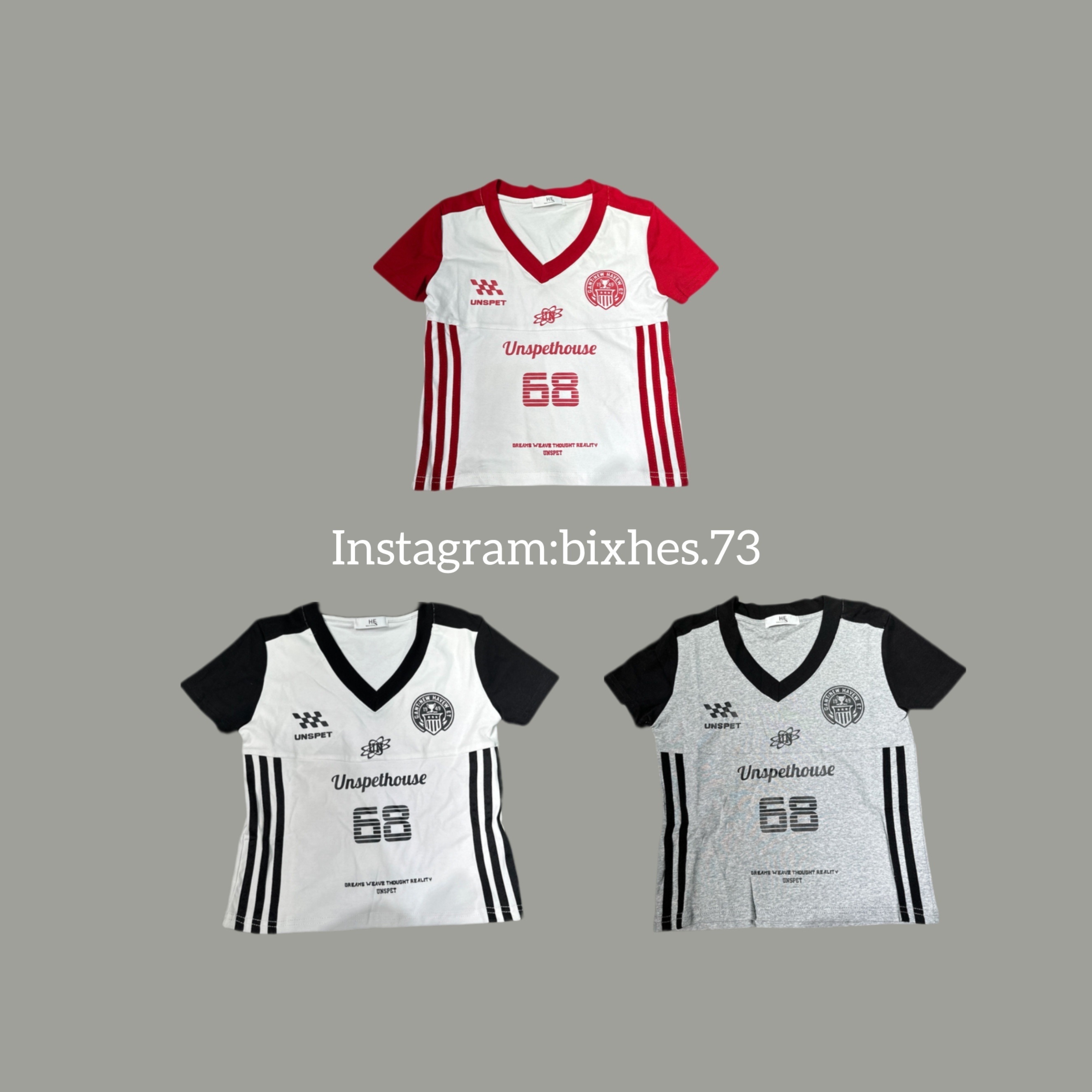 拼色賽車V領短版T(A00030)