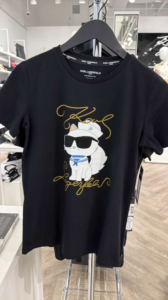 YL082 Karl Lagerfeld 水軍服貓貓TEE 黑色
