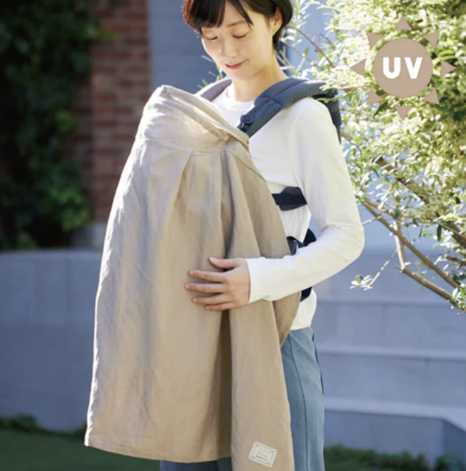 日本製 10Mois 亞麻防紫外線多功能披肩-灰褐色