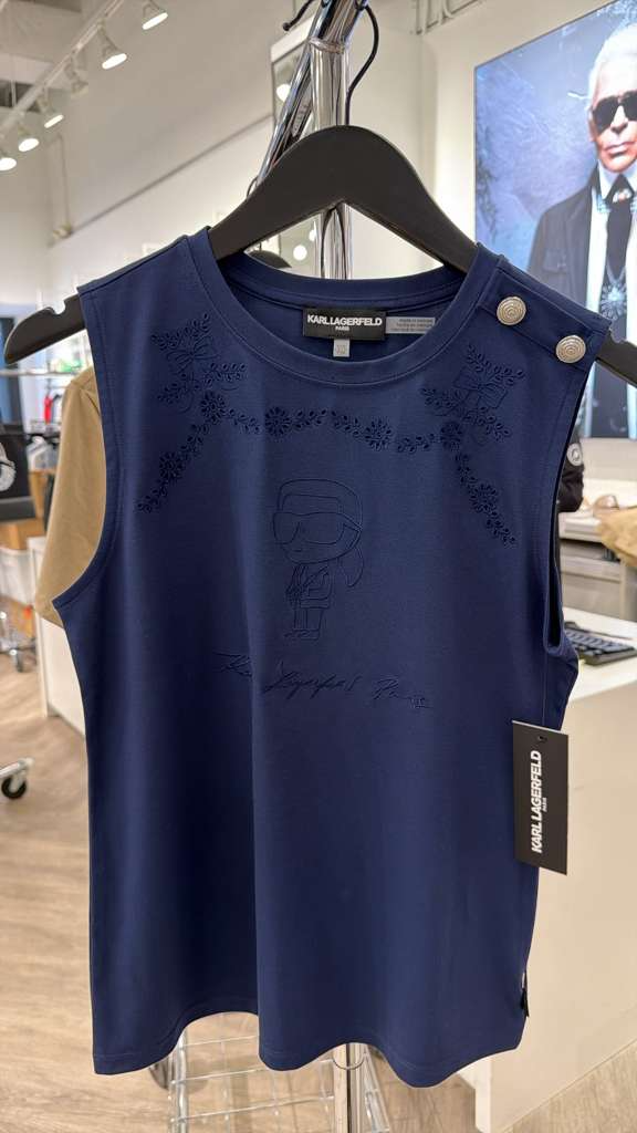 YL092 Karl Lagerfeld 暗花LOGO深藍色背心