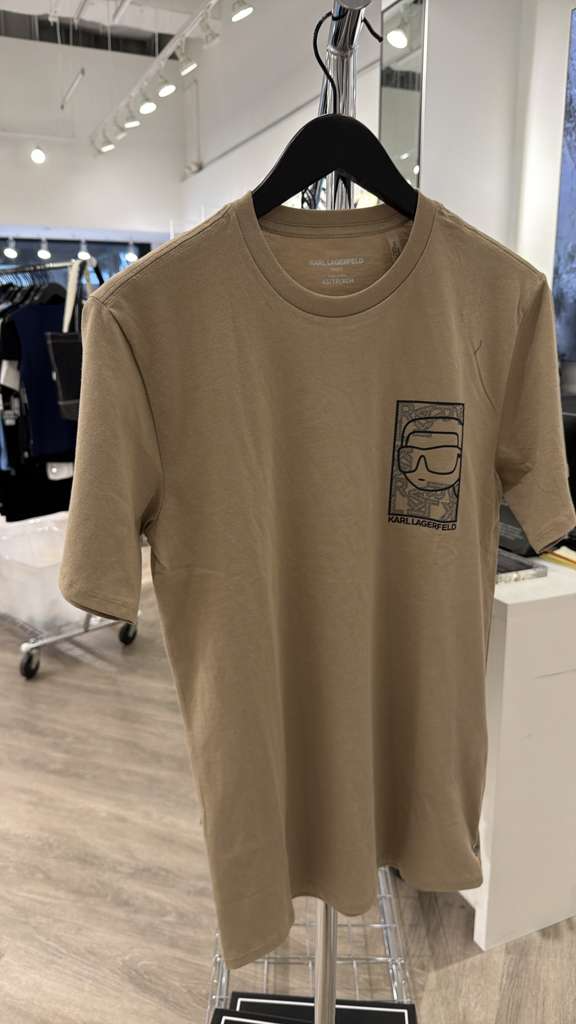 YL093 Karl Lagerfeld 線條LOGO 男裝TEE 啡色