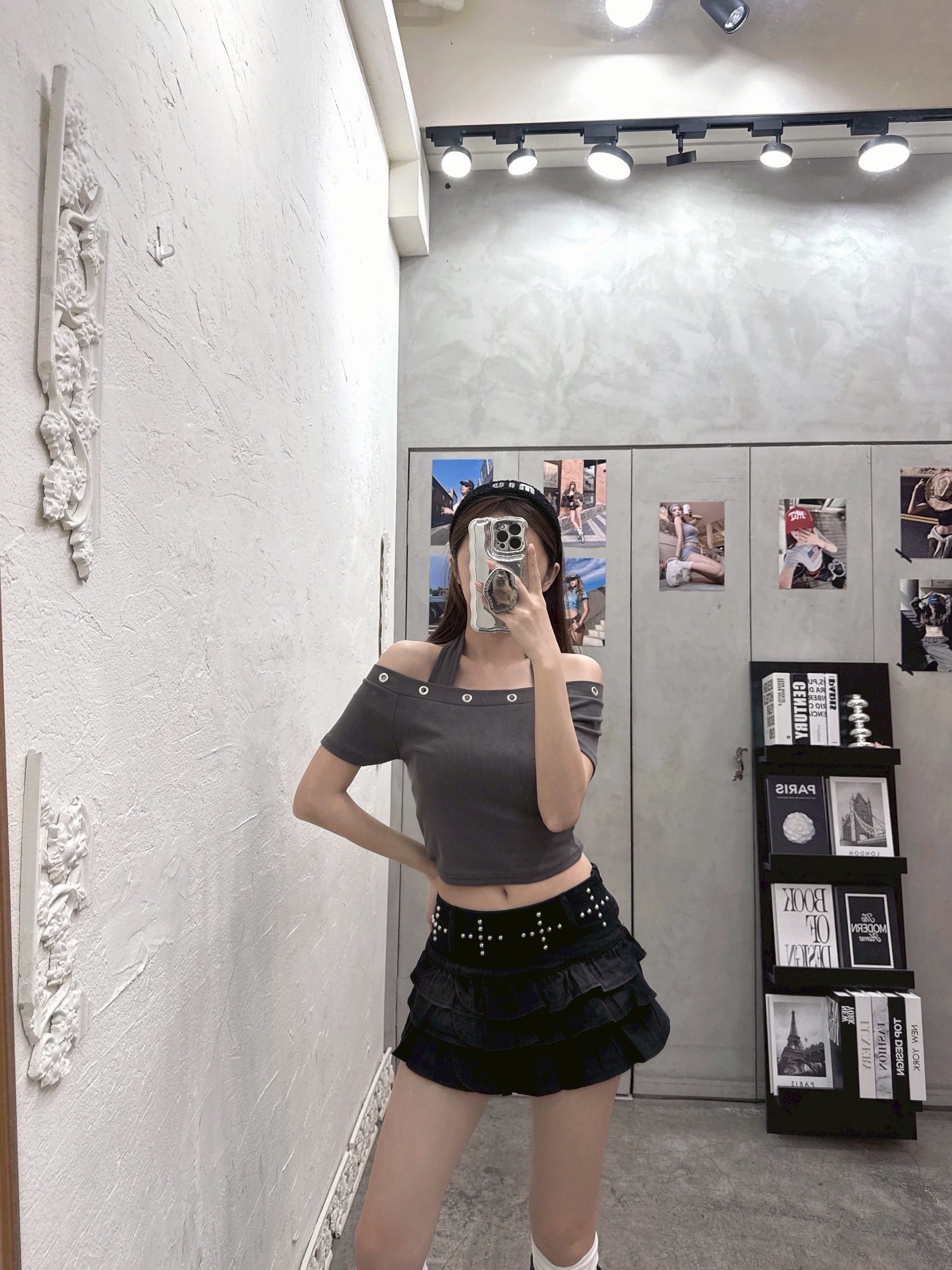 [新品九折優惠] 🇹🇼圓釦卯釘一字領兩件 set | 細節控必收