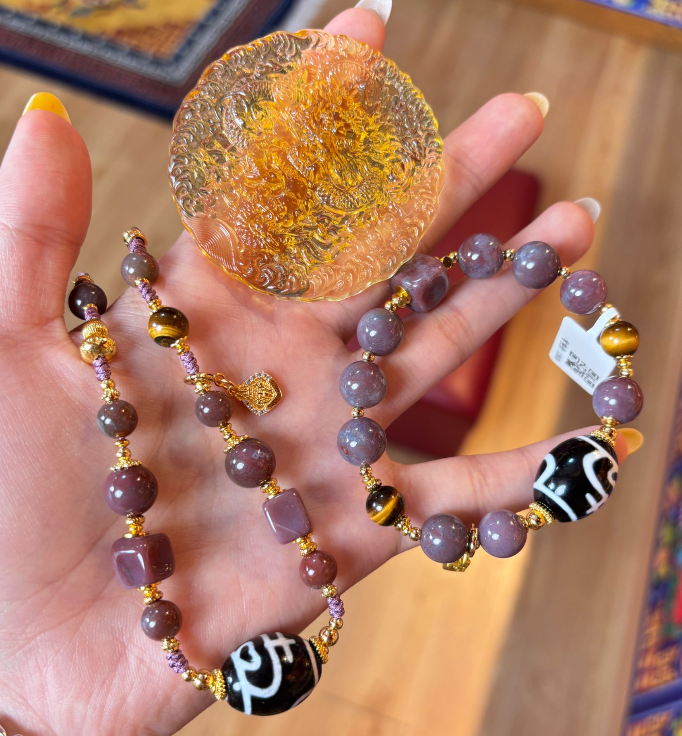 AB260418-K92-紫雲赤炎寶瓶天珠頸鏈+紫雲赤炎寶瓶天珠手串+龍族圓章 （包達爾宗聖湖投放龍王寶瓶服務+提供龍王心咒） （需留中文名，出生年月日）(預計6月中到貨)(只限尖沙咀門市自取不包郵)