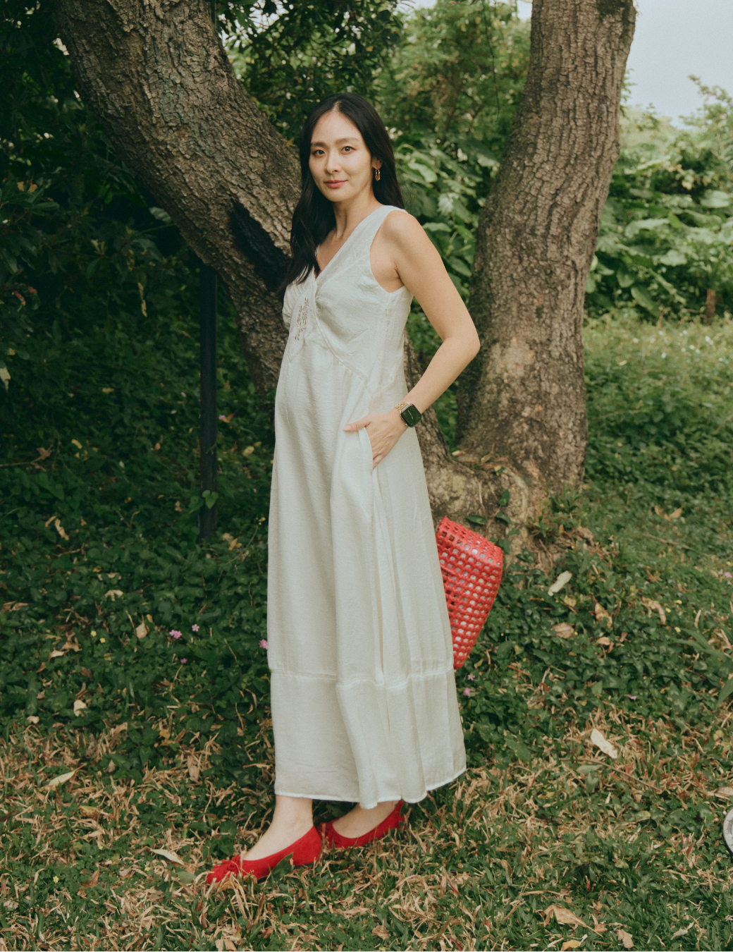 V領印花花邊長洋（3尺寸）