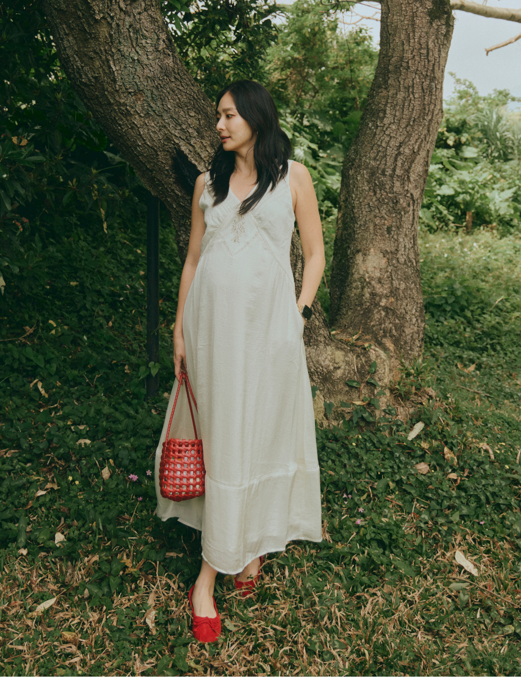 V領印花花邊長洋（3尺寸）