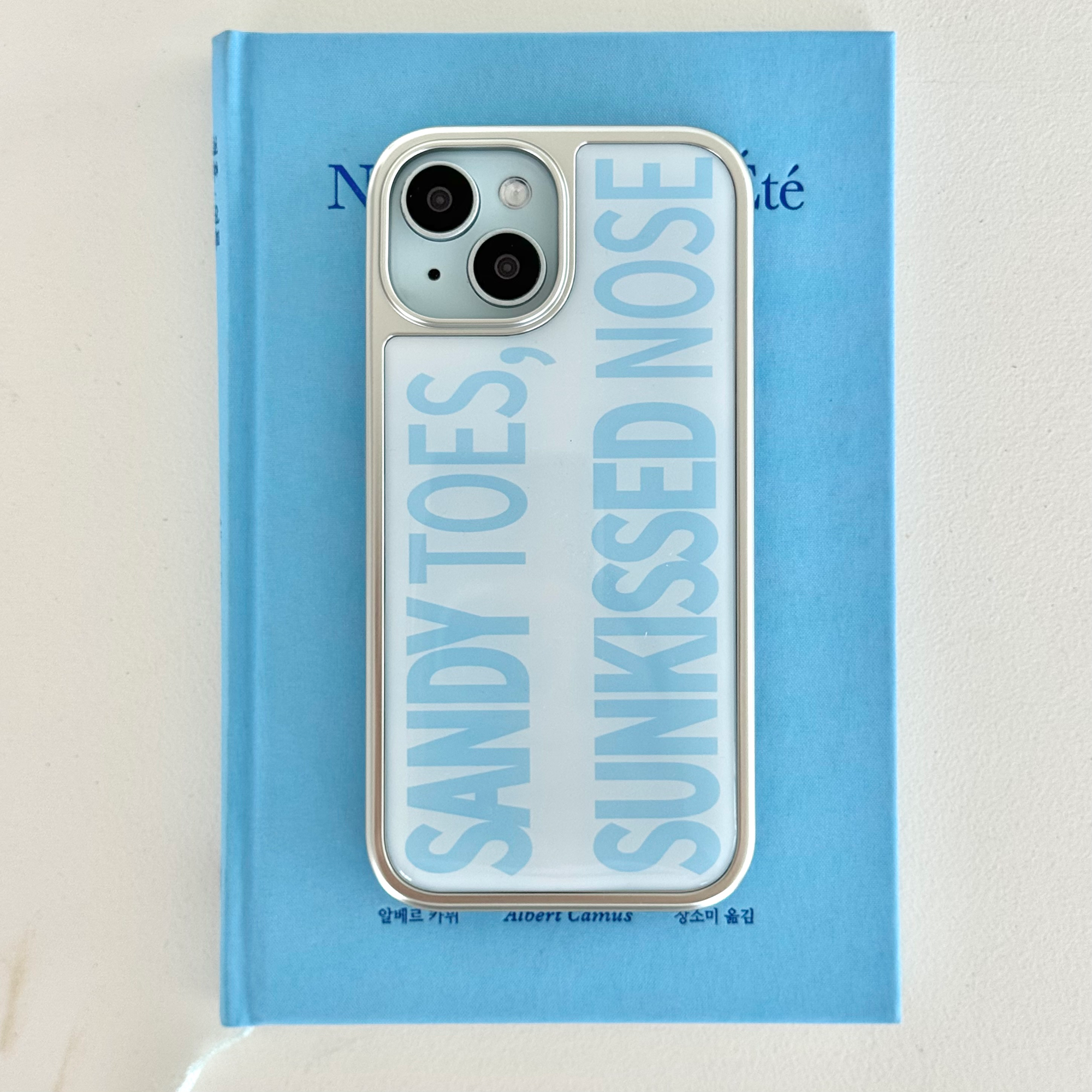 ABOE 沙藍銀框環氧樹脂手機殼