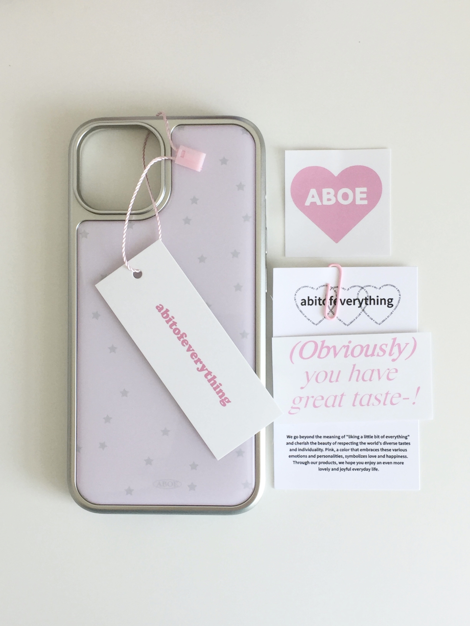 ABOE 粉點星星銀箔 Epoxy 手機殼 phone case