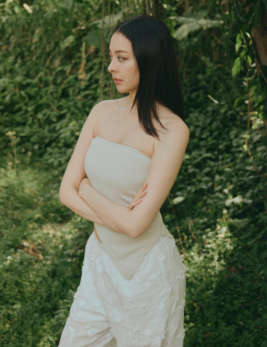 坑條斜邊平口Bra Top（杏色/3尺寸）