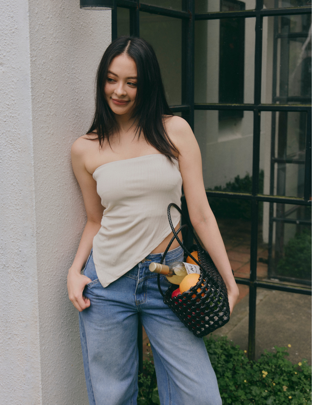 坑條斜邊平口Bra Top（杏色/3尺寸）