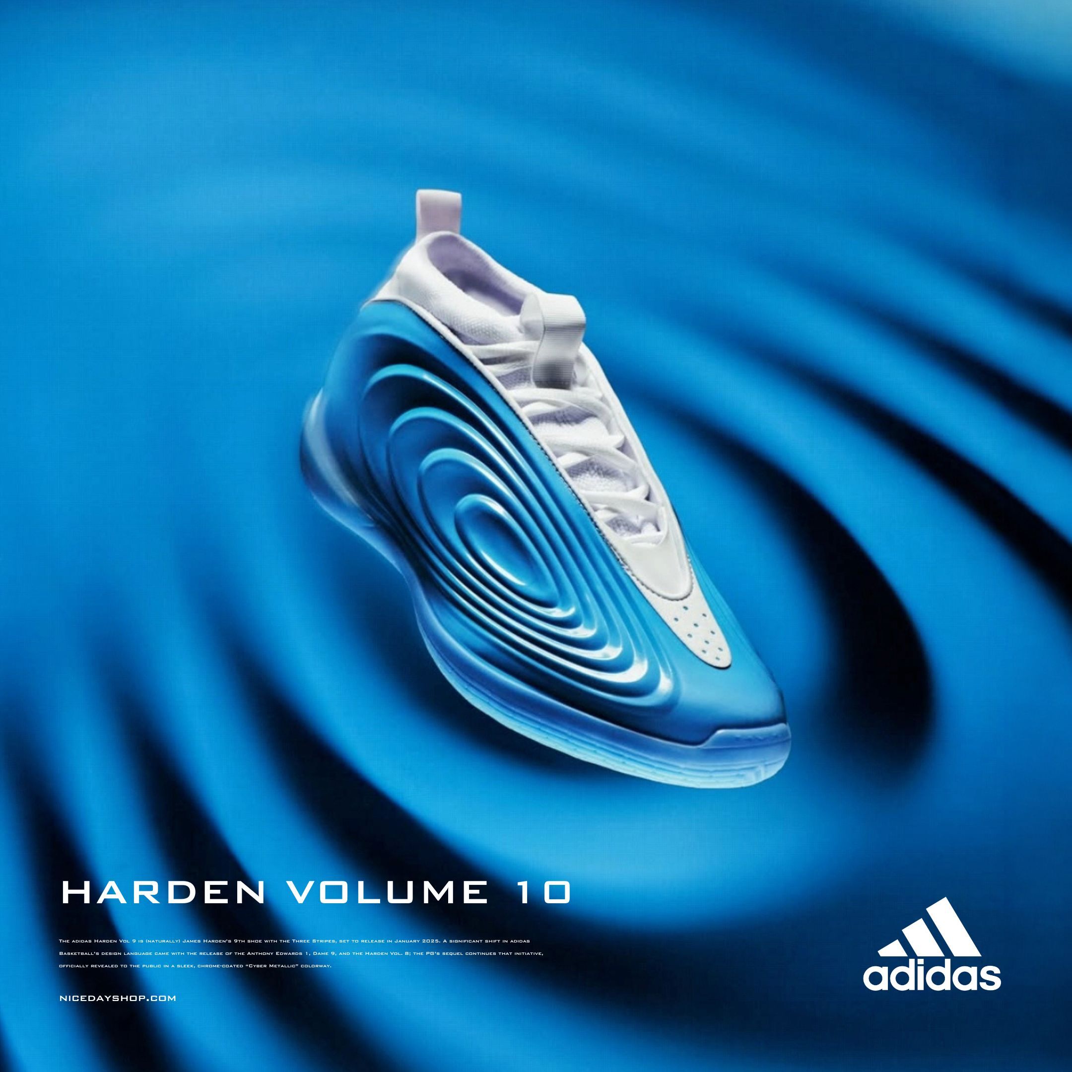 NICEDAY 代購 Adidas Harden Vol.10 寶石藍 白色 哈登 曲線 籃球鞋 JQ9422