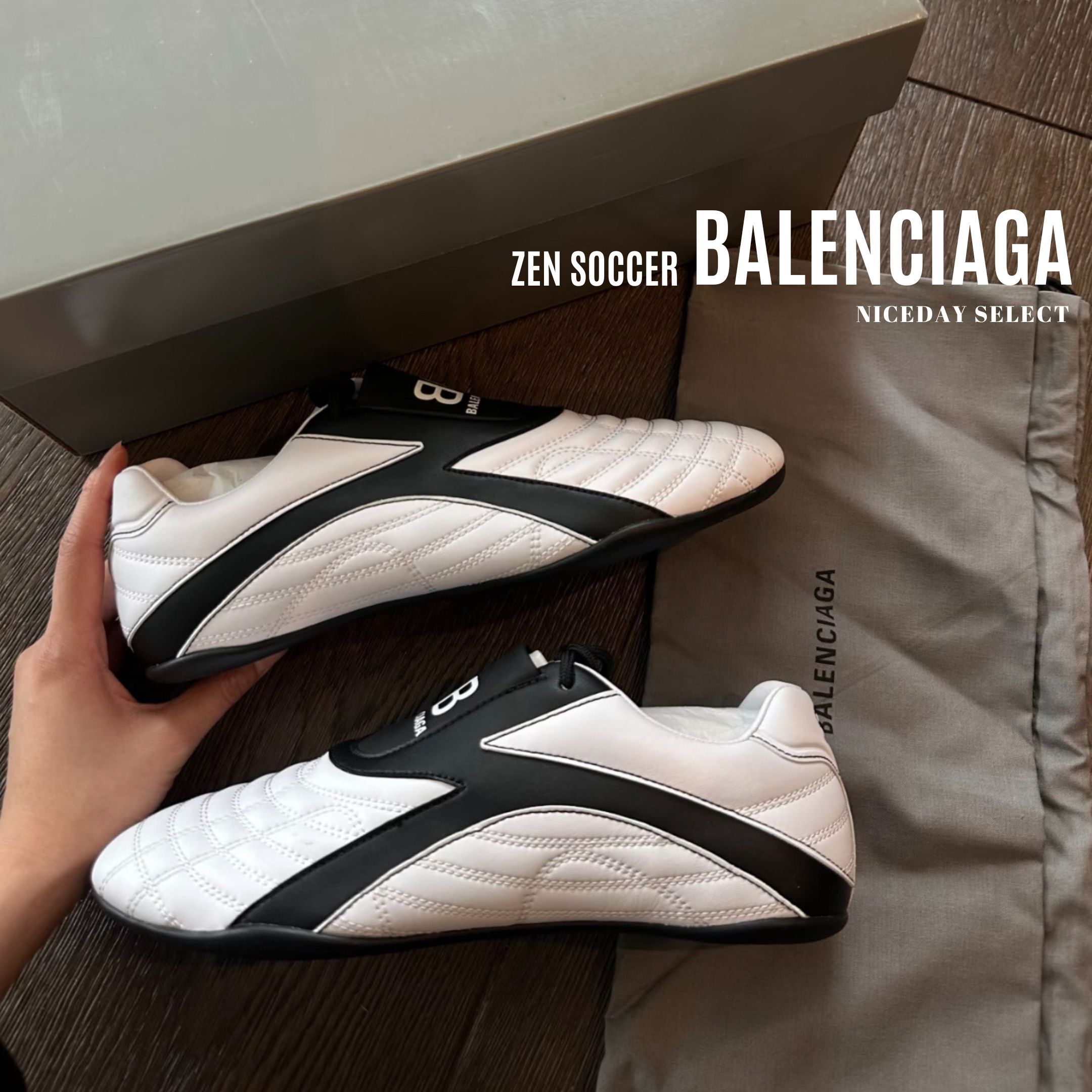 NICEDAY 代購 Balenciaga Zen 白黑 圓頭 平底 舒適 休閒鞋 女款 617539W2CG19010