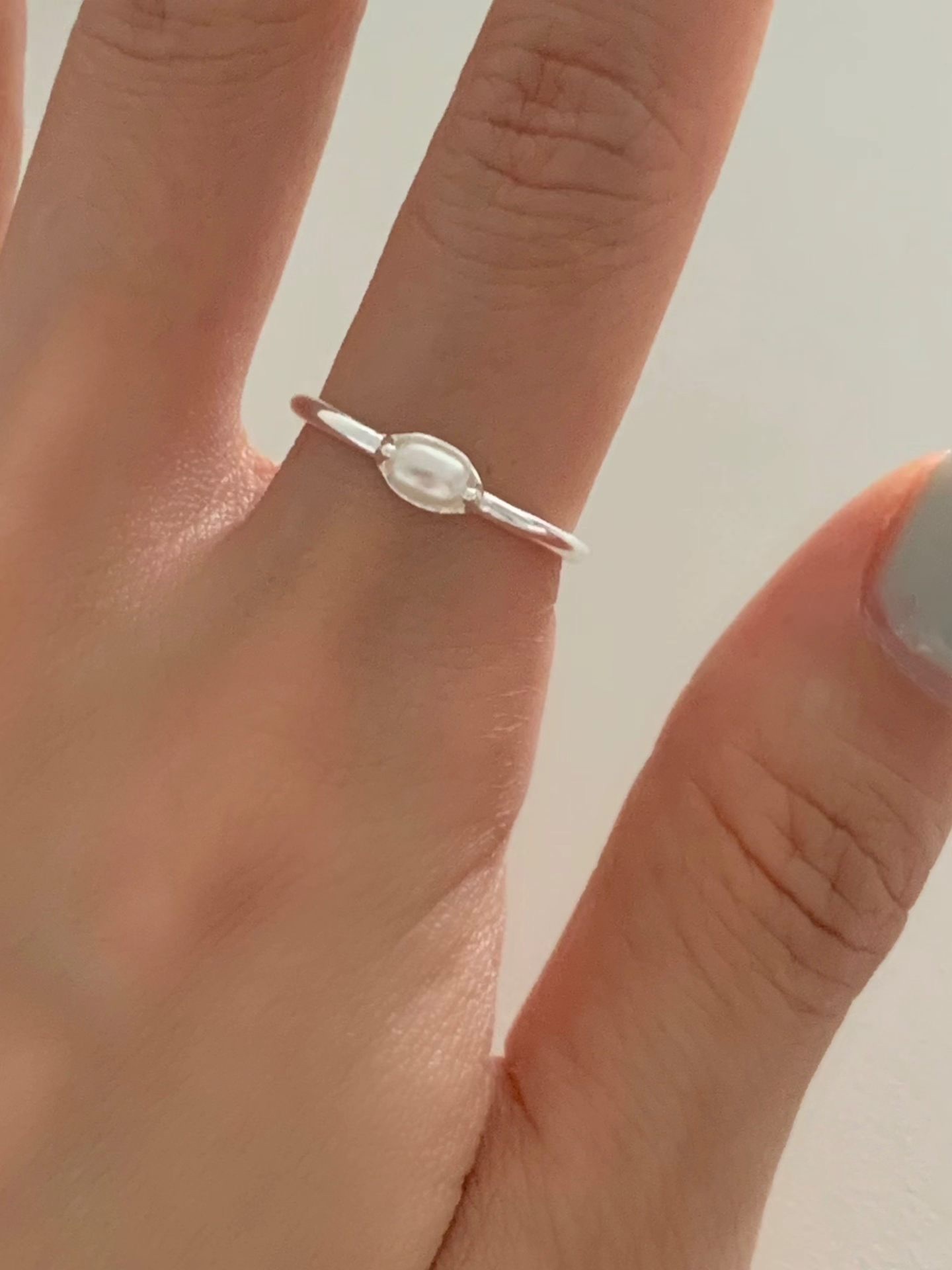 S925 silver simple pearl open ring