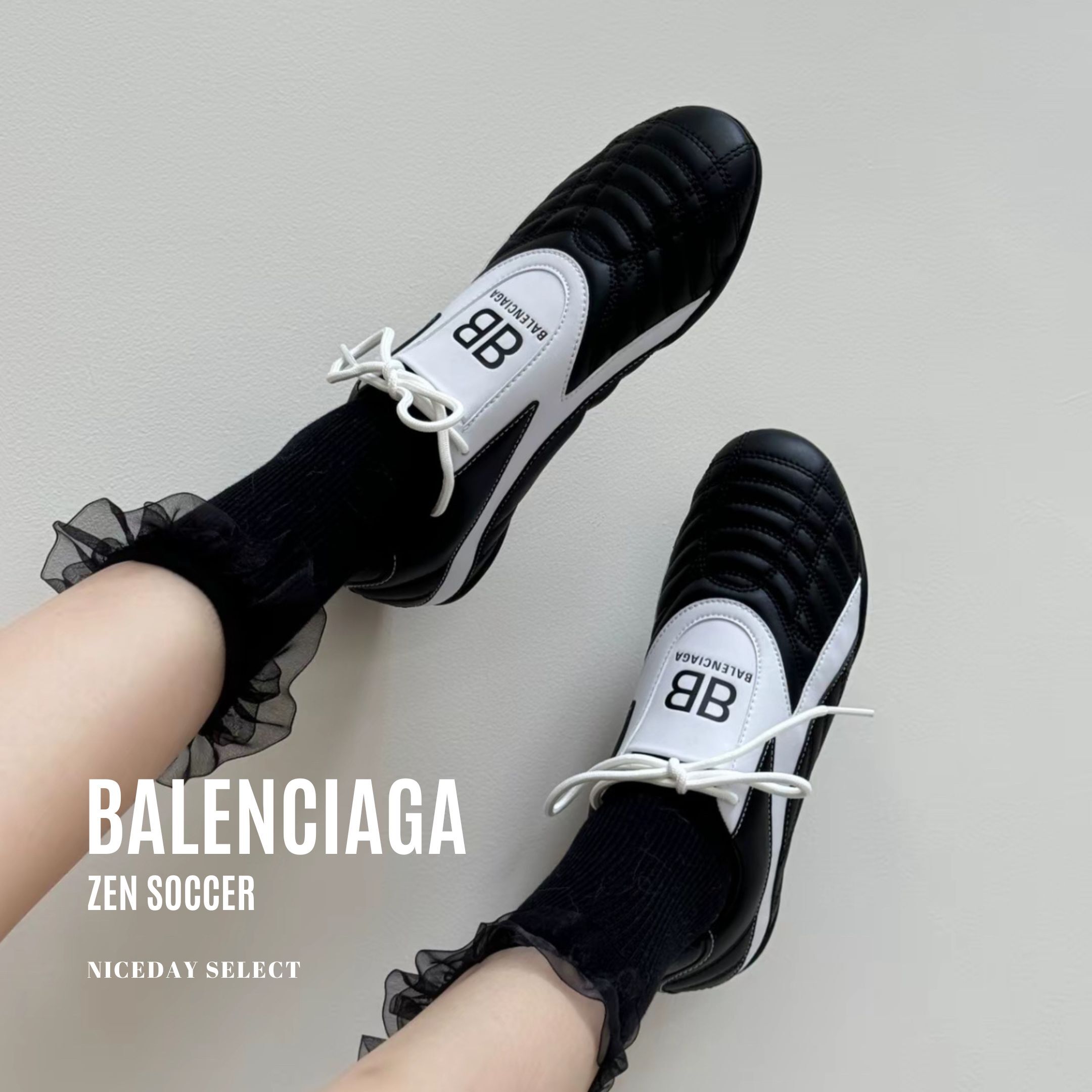 NICEDAY 代購 Balenciaga Zen 黑白 圓頭 平底 舒適 休閒鞋 女款 617539W2CG11090