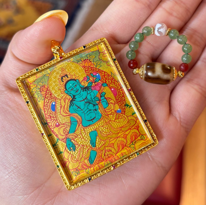 AB260418-K11-綠度母戒指+綠度母手繪唐卡(二十一度母殿主殿祈福加持) (需客人留姓名，出生年月日)(預計6月中到貨)(只限尖沙咀門市自取不包郵)