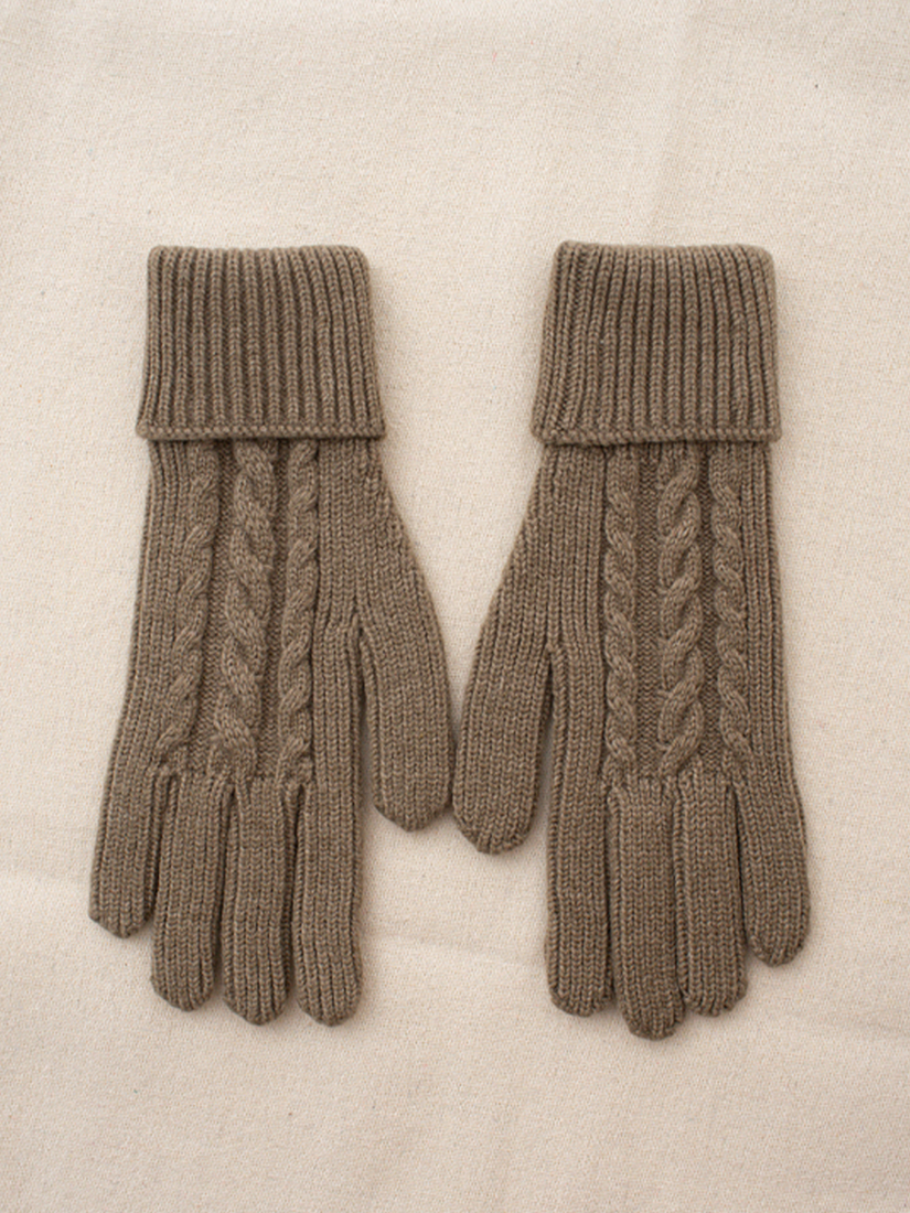 麻花反摺毛線手套(可使用智慧型手機)