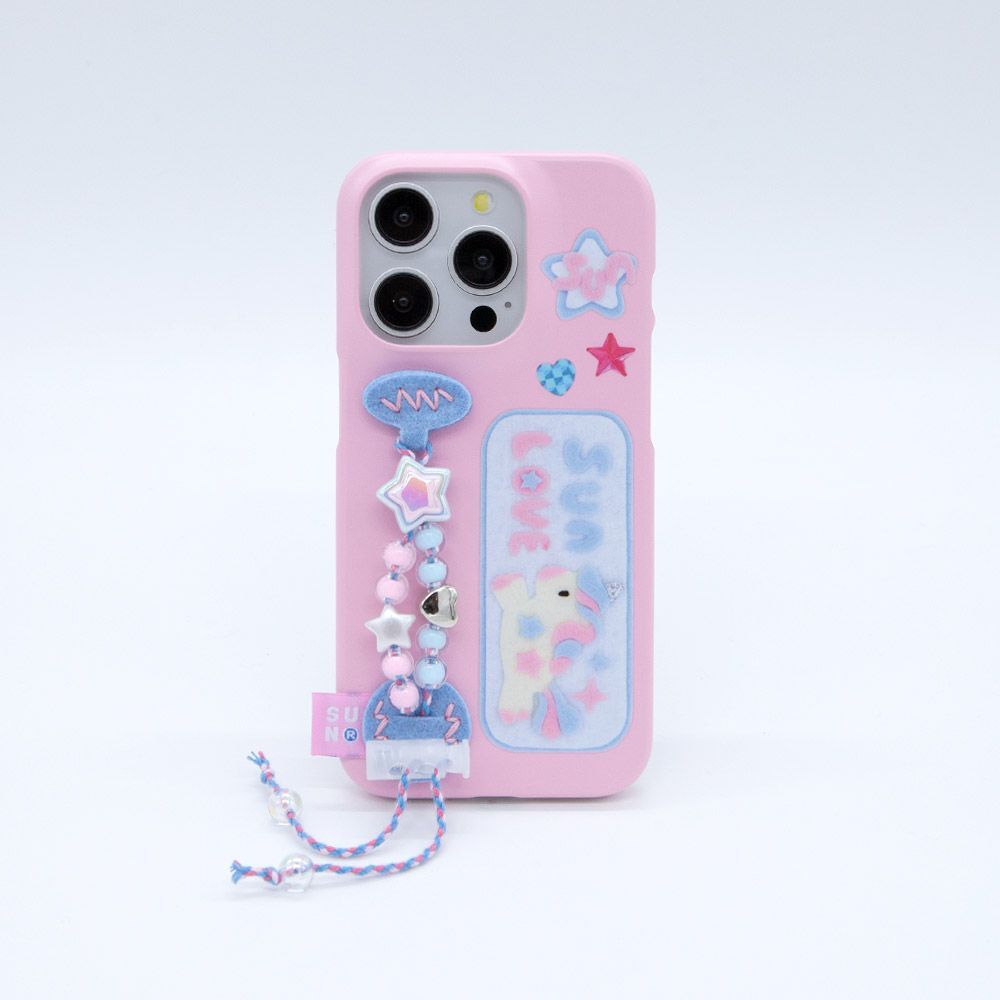 SECOND UNIQUE NAME 獨角獸串珠手機殼 粉色 SUN CASE UNICON BEADS PINK