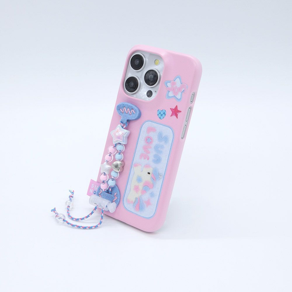 SECOND UNIQUE NAME 獨角獸串珠手機殼 粉色 SUN CASE UNICON BEADS PINK