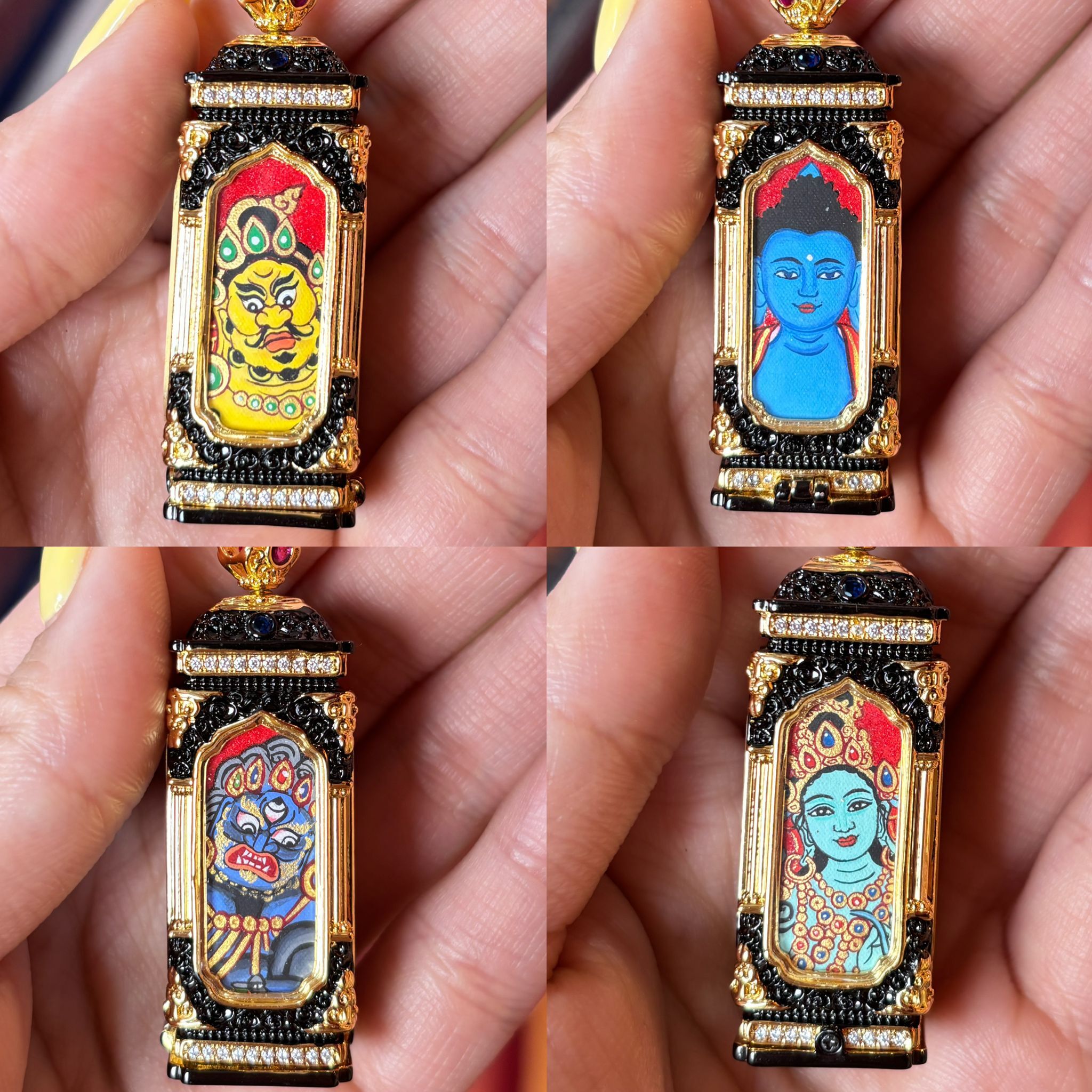 AB260418-K129-人生四願唐卡柱頸鏈-黃財神/大黑天/綠度母/藥師佛 (包財庫法會服務)(需客人留姓名，出生年月日)(預計6月中到貨)(只限尖沙咀門市自取不包郵)