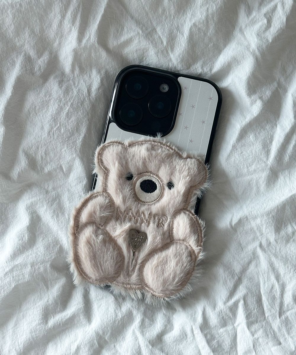 SECOND UNIQUE NAME 貼布慵懶熊手機殼 象牙白 SUN