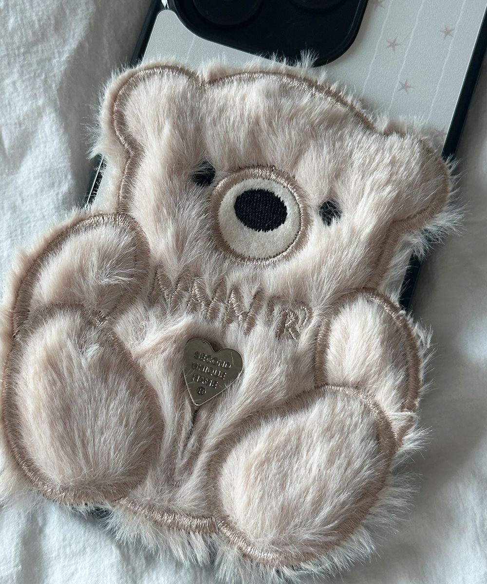 SECOND UNIQUE NAME 貼布慵懶熊手機殼 象牙白 SUN