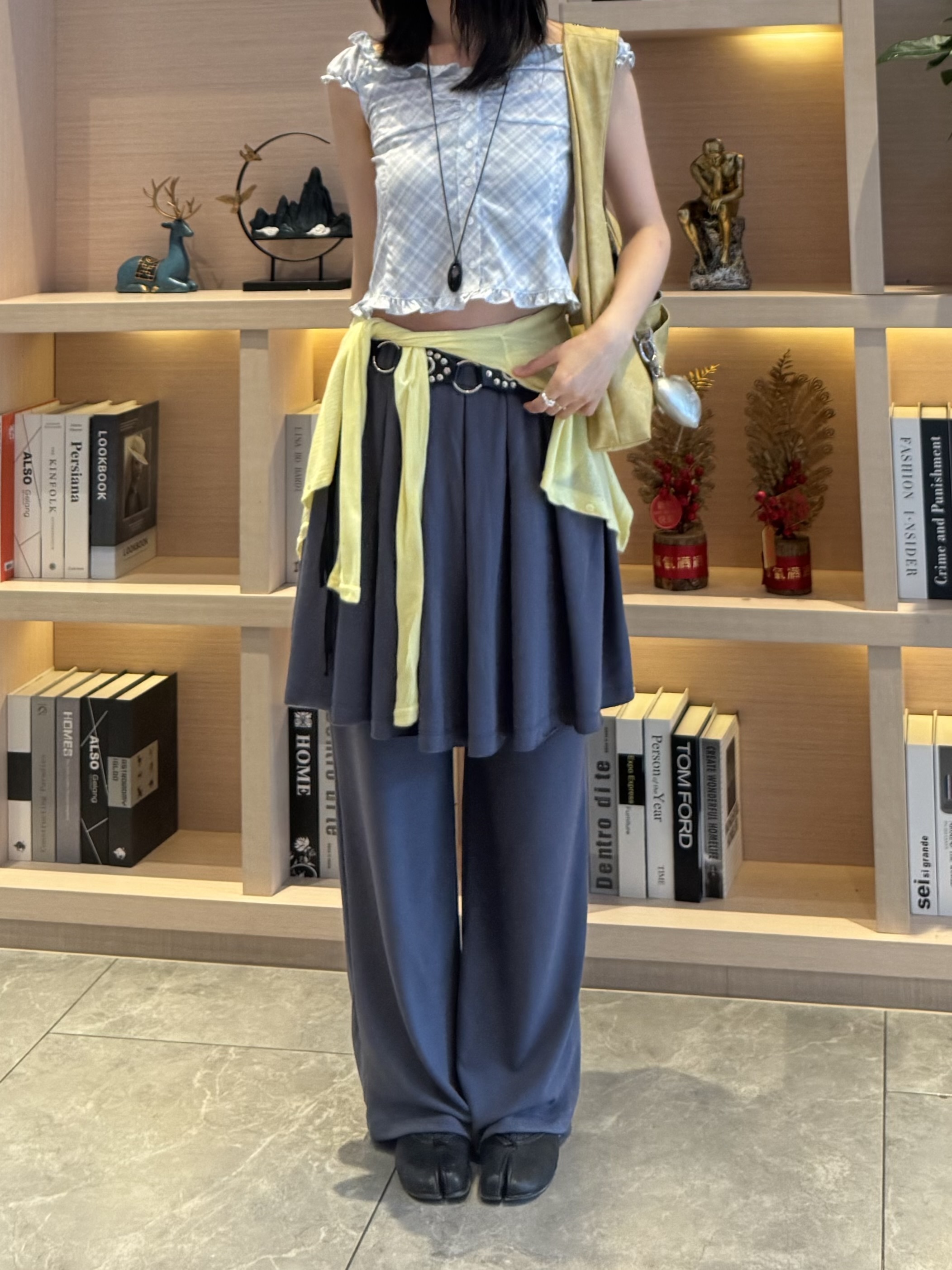 (訂購)超級舒服中長裙棉褲 P260422(深藍/黑)