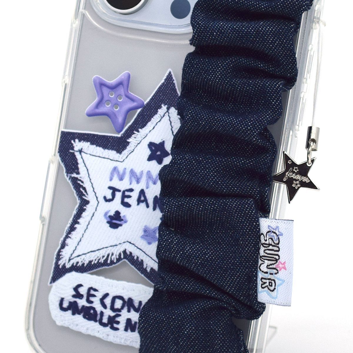 SECOND UNIQUE NAME 清透丹寧牛頭掛帶手機殼 深海藍