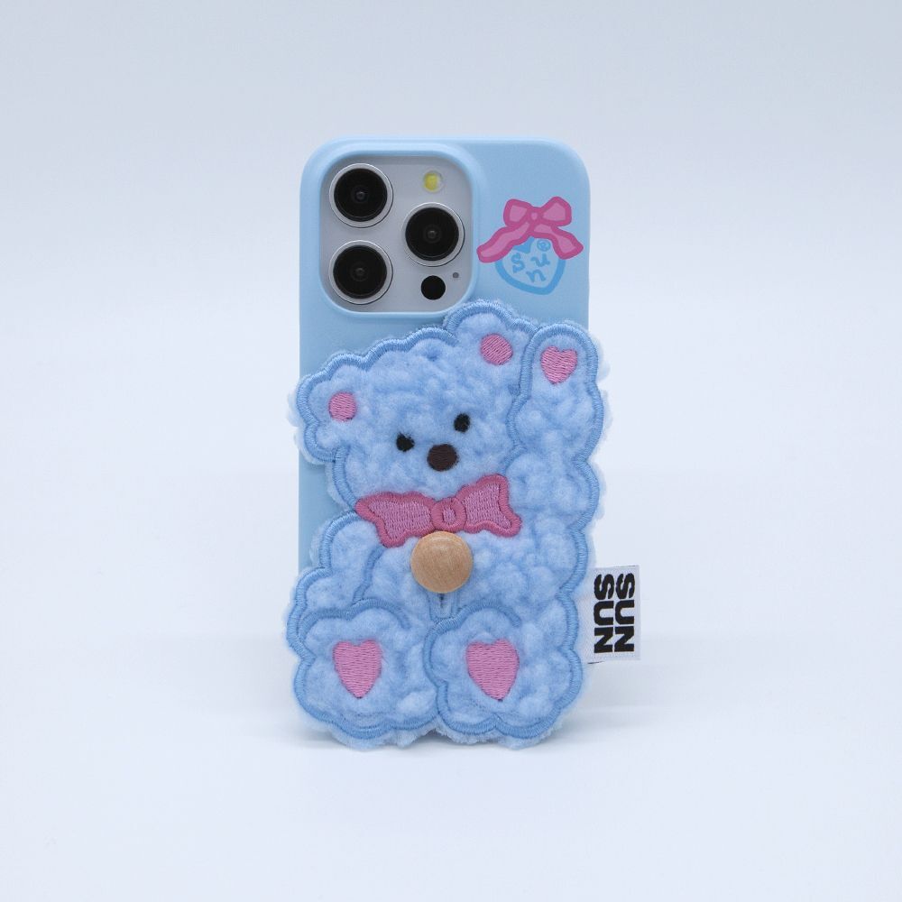 SECOND UNIQUE NAME 熊熊貼片手機殼 蘇打藍 SUN CASE PATCH HI BEAR SODA
