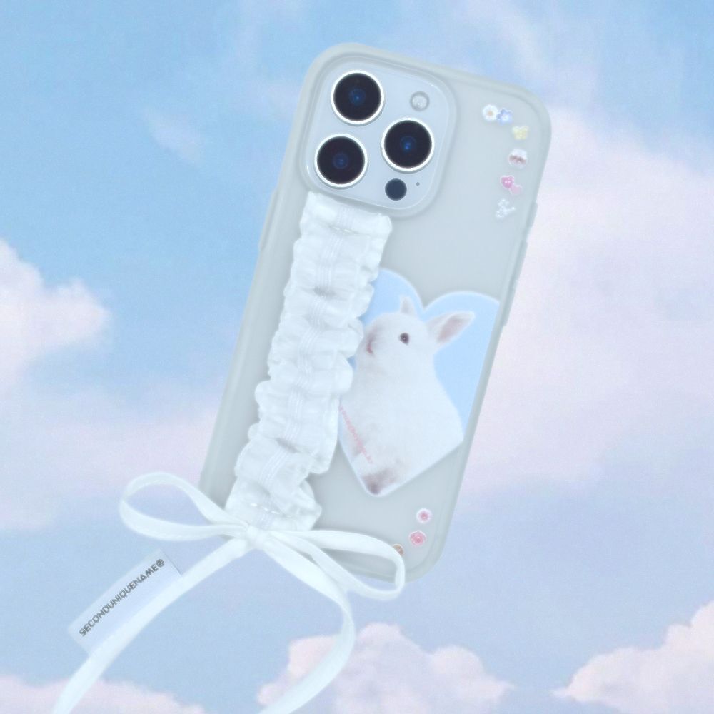 SECOND UNIQUE NAME 蕾絲彈力帶手機殼 白色 SUN CASE LACE GOBULL BAND WHITE (FLEXI)