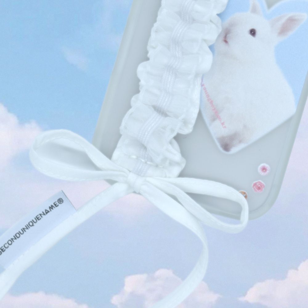 SECOND UNIQUE NAME 蕾絲彈力帶手機殼 白色 SUN CASE LACE GOBULL BAND WHITE (FLEXI)