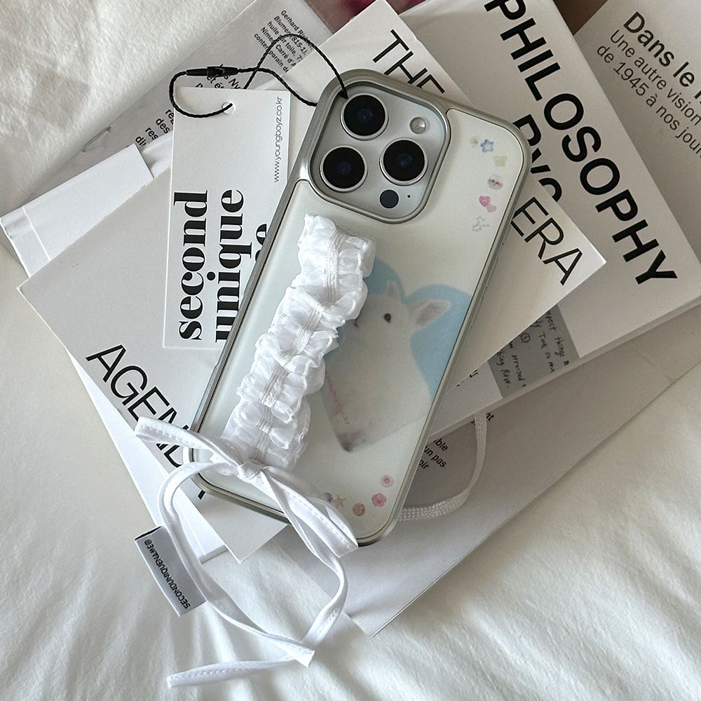 SECOND UNIQUE NAME 蕾絲手環帶手機殼 白色 (環氧樹脂) SUN