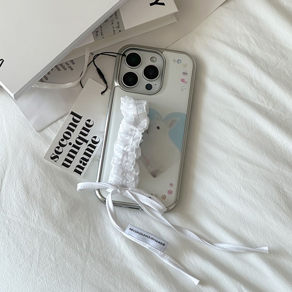 SECOND UNIQUE NAME 蕾絲手環帶手機殼 白色 (環氧樹脂) SUN