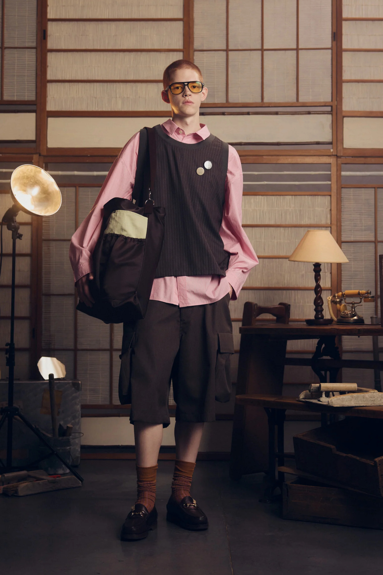 REFOMED WRIST PATCH WIDE SHIRT "STRIPE" (2COL)